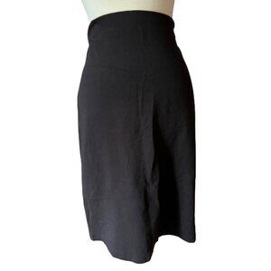 Grace Black Pencil Skirt Sz 12 with Bold Gold Zipper Classic Chic Style